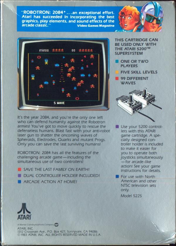 Robotron 2084 (1983) (Atari) Box Scan - Back